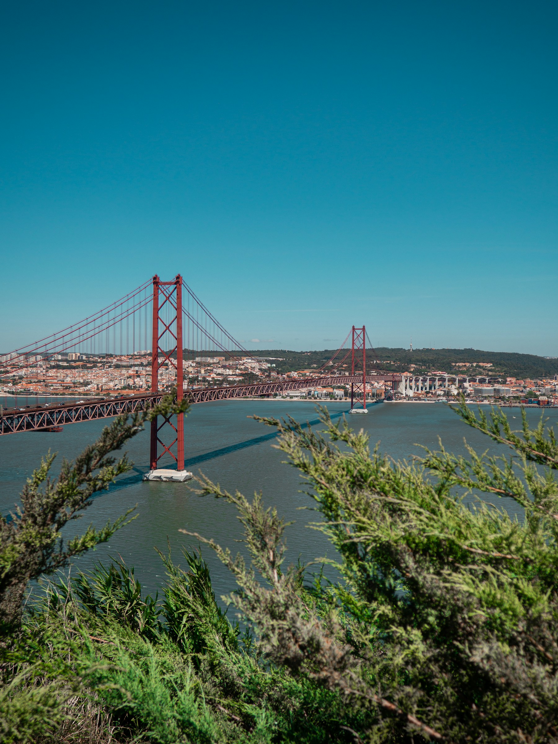 Lisbon suspension bridge over the Tagus River