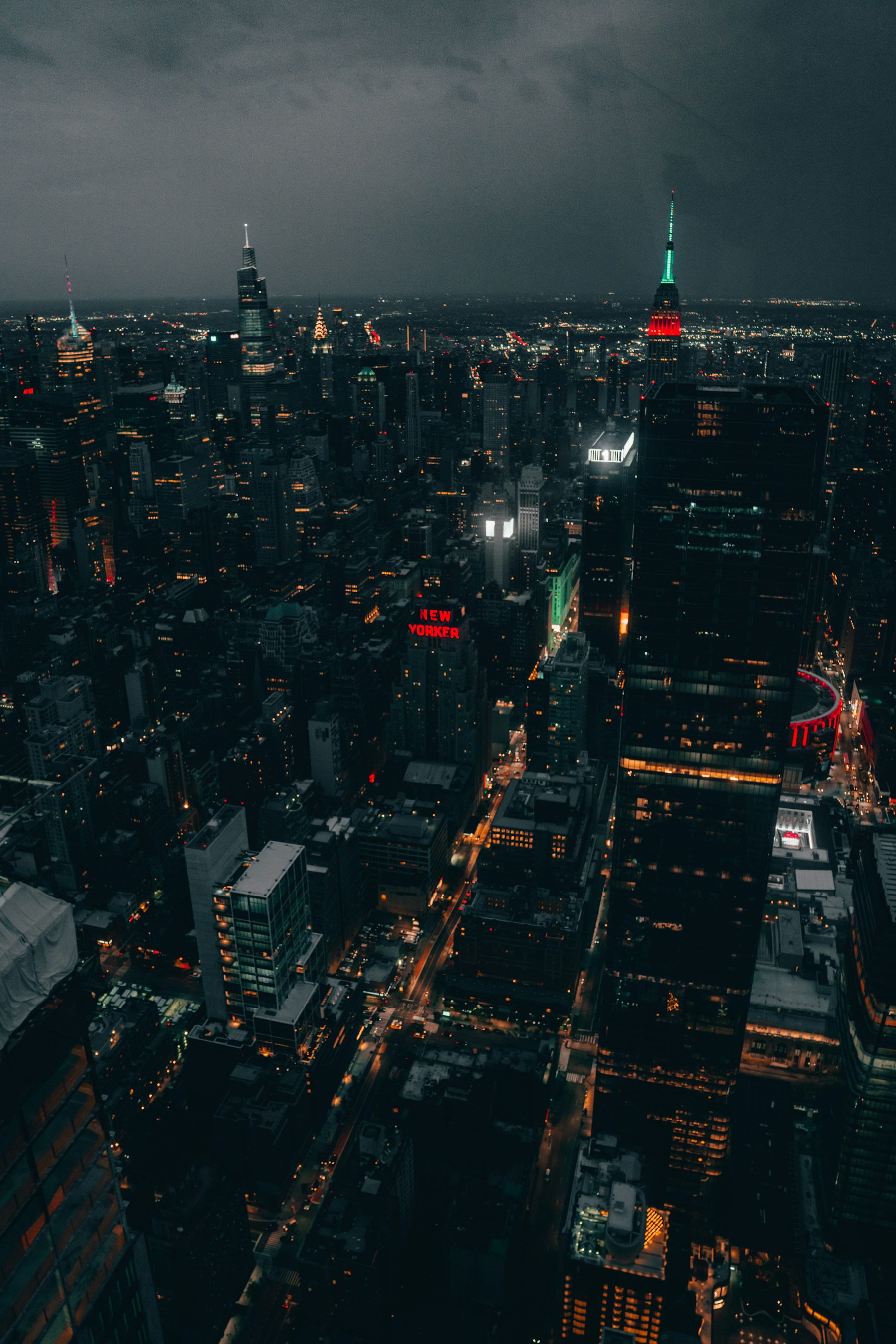 New York City skyline illuminated at night